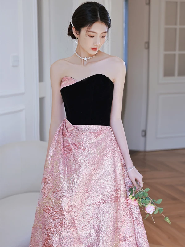 Chic / Beautiful Candy Pink Prom Dresses 2022 A-Line / Princess Strapless Sleeveless Backless Floor-Length / Long Prom Formal Dresses