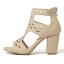 Roman Khaki Street Wear Summer Womens Sandals 2023 T-Strap 8 cm Thick Heels Open / Peep Toe Sandals High Heels