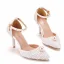 Charmant Blanche Perle Chaussure De Mariée 2022 Bride Cheville 9 cm Talons Aiguilles À Bout Pointu Mariage Talons Hauts