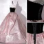 High-end Baroque Candy Pink Glitter Satin Prom Dresses 2022 Ball Gown Strapless Sleeveless Backless Beading Floor-Length / Long Formal Dresses