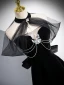 Chic / Beautiful Black Beading Rhinestone Velvet Prom Dresses 2024 Ball Gown Halter Sleeveless Backless Bow Floor-Length / Long Prom Formal Dresses
