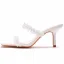 Sexy White Pearl Lace Flower Prom Womens Sandals 2022 7 cm Stiletto Heels Open / Peep Toe Sandals High Heels