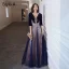 Elegant Navy Blue Beading Evening Dresses  Prom Dresses 2021 A-Line / Princess Scoop Neck Rhinestone Sequins Sleeveless Backless Floor-Length / Long Evening Party Formal Dresses