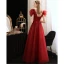 Charming Burgundy Beading Sequins Evening Dresses 2023 A-Line / Princess Scoop Neck Short Sleeve Backless Floor-Length / Long Evening Party Formal Dresses