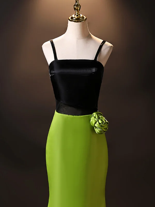 Fashion Green Evening Dresses 2024 Trumpet / Mermaid Spaghetti Straps Sleeveless Backless Floor-Length / Long Evening Party Formal Dresses