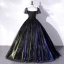 Élégant Bleu Marine Robe De Bal 2022 Robe Boule Encolure Carrée Manches Courtes Dos Nu Noeud Longue Promo Robe De Ceremonie
