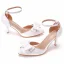 Élégant Blanche Noeud Chaussure De Mariée 2023 Bride Cheville 7 cm Talons Aiguilles À Bout Pointu Chaussure De Mariée Talons Hauts