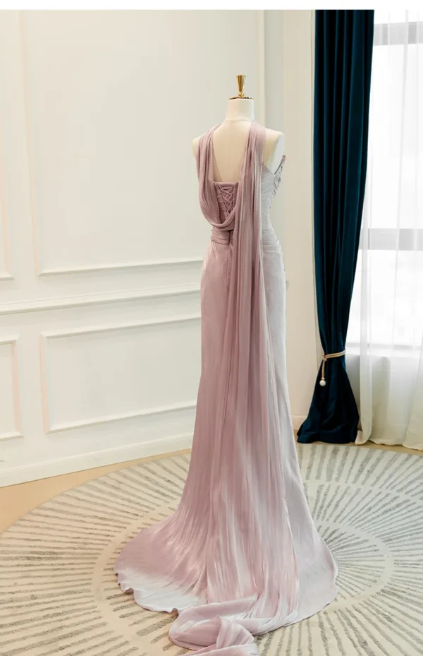 Étourdissant Sans Manches Volants Trompette / Sirène Lavande Robe De Bal 2025 Tapis rouge Été Robe De Cérémonie Bretelles croisées Train De Balayage Bustier