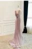 Étourdissant Sans Manches Volants Trompette / Sirène Lavande Robe De Bal 2025 Tapis rouge Été Robe De Cérémonie Bretelles croisées Train De Balayage Bustier