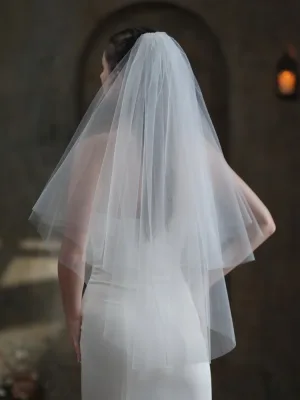 Proste Simple Białe Tiulowe 1 M Welony Ślubne 2025