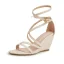 Roman Sexy Beige Evening Party Womens Sandals 2022 7 cm Wedges Ankle Strap Open / Peep Toe Sandals