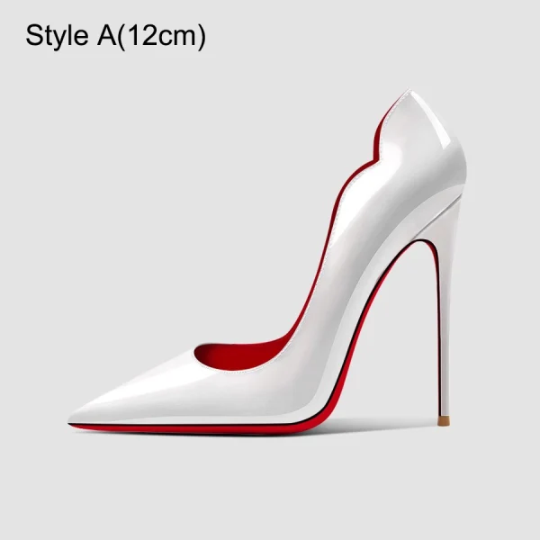 Sexy White Evening Party Patent Leather Pumps 2023 Leather 12 cm Stiletto Heels Pointed Toe Pumps High Heels