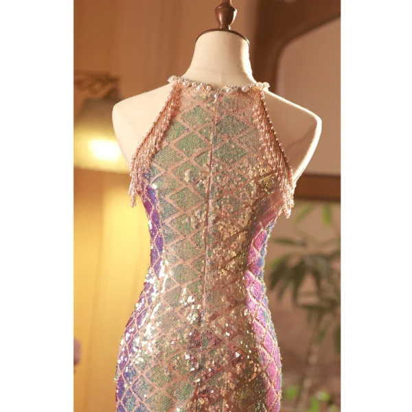 Sparkly Gold Beading Rhinestone Sequins Evening Dresses 2023 Trumpet / Mermaid Scoop Neck Sleeveless Floor-Length / Long Evening Party Formal Dresses