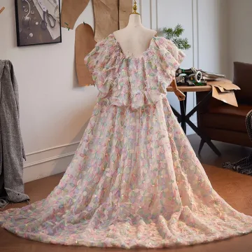 Fancy Rødmende Rosa Dusk Printing Ball Sjal Tilbehør Tyll 2025