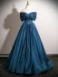 Vintage / Retro Navy Blue Prom Dresses 2025 Ball Gown Strapless Bow Sleeveless Backless Prom Formal Dresses