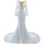 Charmant High End Weiß Perlenstickerei Strass Pailletten Applikationen Brautkleider / Hochzeitskleider 2022 Meerjungfrau Rundhalsausschnitt Lange Ärmel Rückenfreies Lange Hochzeit