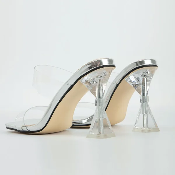 Transparent Silver Street Wear Womens Sandals High Heels 2022 9 cm Stiletto Heels Open / Peep Toe Sandals