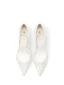 Elegante Witte Parel Leer Bruidsschoenen 2024 8 cm Naaldhakken / Stiletto Spitse Neus Huwelijk Pumps Hoge Hakken Bruidsschoenen