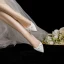 Chic / Beautiful White Satin Pearl Sequins Flower Wedding Shoes 2024 8 cm Stiletto Heels Pointed Toe Wedding Pumps High Heels