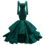 Haut de Gamme Vert Foncé Perlage Perle Paillettes En Dentelle Fleur Robe De Soirée 2022 Satin Trompette / Sirène Encolure Carrée Manches Courtes Dos Nu Longue Robe De Ceremonie