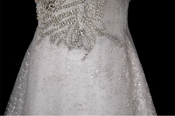 Bling Bling Gris Paillettes Faux Diamant Robe De Bal 2025 Princesse V-Cou Manches Courtes Dos Nu Longue Robe De Ceremonie