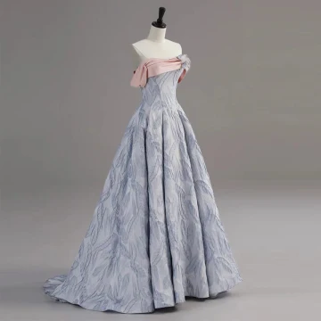 Charming Fashion Sky Blue Prom Dresses 2022 A Line Princess Strapless Sleeveless Backless Floor Length Long Prom Formal Dresses