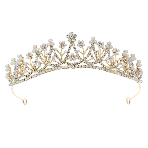 Charmant Doré Perle Faux Diamant Accessoire Cheveux Mariage 2023 Mariage Alliage