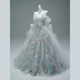 Luxe Gris Fait Main Appliques Robe De Bal 2025 Robe Boule De L Épaule Manches Courtes Dos Nu Tribunal Train Promo Robe De Ceremonie