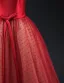 Chic / Beautiful Burgundy Dot Bow Sash Prom Dresses 2025 A-Line / Princess Square Neckline Short Sleeve Backless Floor-Length / Long Prom Formal Dresses