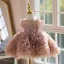 Schöne Rosa Perlenstickerei Perle Pailletten Plissee Kurze Geburtstag Blumenmädchenkleider 2025 Ballkleid Rundhalsausschnitt Ärmellos