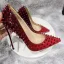 Unusual Burgundy Gradient-Color Rivet Evening Party Pumps 2022 12 cm Stiletto Heels Pointed Toe Pumps High Heels