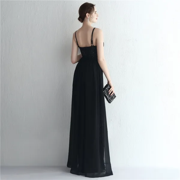 Sexy Burgundy Sequins Evening Dresses 2024 Trumpet / Mermaid Spaghetti Straps Sleeveless Backless Floor-Length / Long Evening Party Formal Dresses