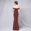 Charming Black Gold Sequins Evening Dresses 2022 Trumpet / Mermaid Off-The-Shoulder Short Sleeve Backless Floor-Length / Long Evening Party Formal Dresses