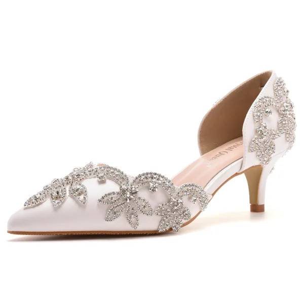 Chic / Beautiful Gold Evening Party Rhinestone Womens Sandals 2023 5 cm Stiletto Heels Pointed Toe Sandals High Heels