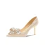 Charmant Gold Strass Pailletten Schleife Brautschuhe 2022 Leder 6 cm Stilettos Spitzschuh Hochzeit Pumps Hochhackige