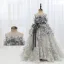 Fashion Grey Appliques Prom Flower Girl Dresses 2022 A-Line / Princess Scoop Neck Sleeveless Bow Sash Sweep Train Flower Girl Dresses