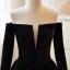 Chic / Beautiful Black Sequins Prom Dresses 2023 A-Line / Princess Off-The-Shoulder 3/4 Sleeve Backless Floor-Length / Long Formal Dresses