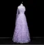 Flower Fairy Lavender Appliques Prom Dresses 2025 A-Line / Princess Strapless Sleeveless Backless Floor-Length / Long Formal Dresses