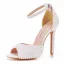 Chic / Beautiful White Pearl Wedding Shoes 2022 11 cm Stiletto Heels Ankle Strap Open / Peep Toe Wedding Sandals High Heels
