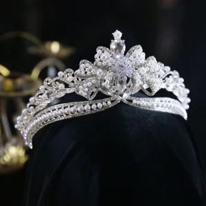 Barokowy Bling Bling Stop Perła Rhinestone Srebrny Ozdoby Do Włosów Ślubne 2023 Ślub