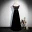 Elegante Schwarz Samt Pailletten Abendkleider 2023 A Linie Bandeau Ärmellos Rückenfreies Lange Abend Festliche Kleider
