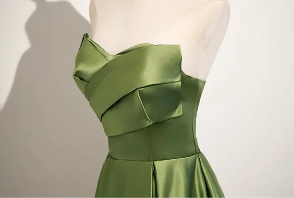 Sexy Sage Green Prom Dresses 2025 A-Line / Princess Strapless Sleeveless Backless Floor-Length / Long Formal Dresses