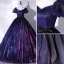 Vintage / Retro Navy Blue Gradient-Color Prom Dresses 2022 Ball Gown Square Neckline Puffy Short Sleeve Backless Bow Sash Floor-Length / Long Formal Dresses