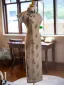 Chinese style Vintage / Retro Khaki Printing Tea-length Cheongsam 2024 Trumpet / Mermaid High Neck Short Sleeve