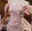 Chic / Beautiful Blushing Pink Pearl Appliques Prom Dresses 2024 Trumpet / Mermaid Off-The-Shoulder Short Sleeve Backless Floor-Length / Long Prom Formal Dresses