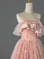 Elegante Rosa Pailletten Ballkleider 2026 Ballkleid Bandeau Ärmellos Rückenfreies Sweep / Pinsel Zug Festliche Kleider