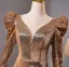 Scintillantes Doré Paillettes Robe De Bal 2024 Trompette / Sirène V-Cou Manches Longues Dos Nu Train De Balayage Promo Robe De Ceremonie