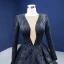Vintage / Retro High-end Black Handmade  Beading Sequins Prom Dresses 2022 Ball Gown Scoop Neck Long Sleeve Sweep Train Formal Dresses