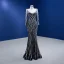 High-end Black Handmade  Beading Sequins Evening Dresses 2022 Trumpet / Mermaid V-Neck Long Sleeve Floor-Length / Long Evening Party Formal Dresses