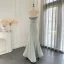 High-end Mint Green Handmade  Beading Rhinestone Prom Dresses 2024 Trumpet / Mermaid Strapless Sleeveless Backless Floor-Length / Long Prom Formal Dresses